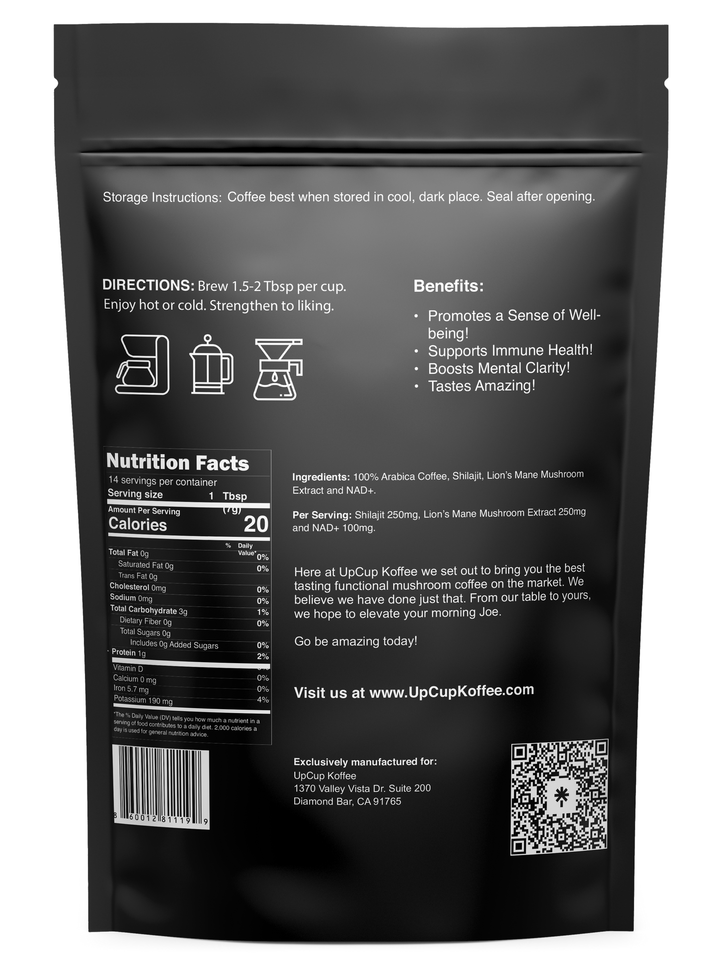 UpCup Koffee 14 Servings Functional Mushroom Coffee