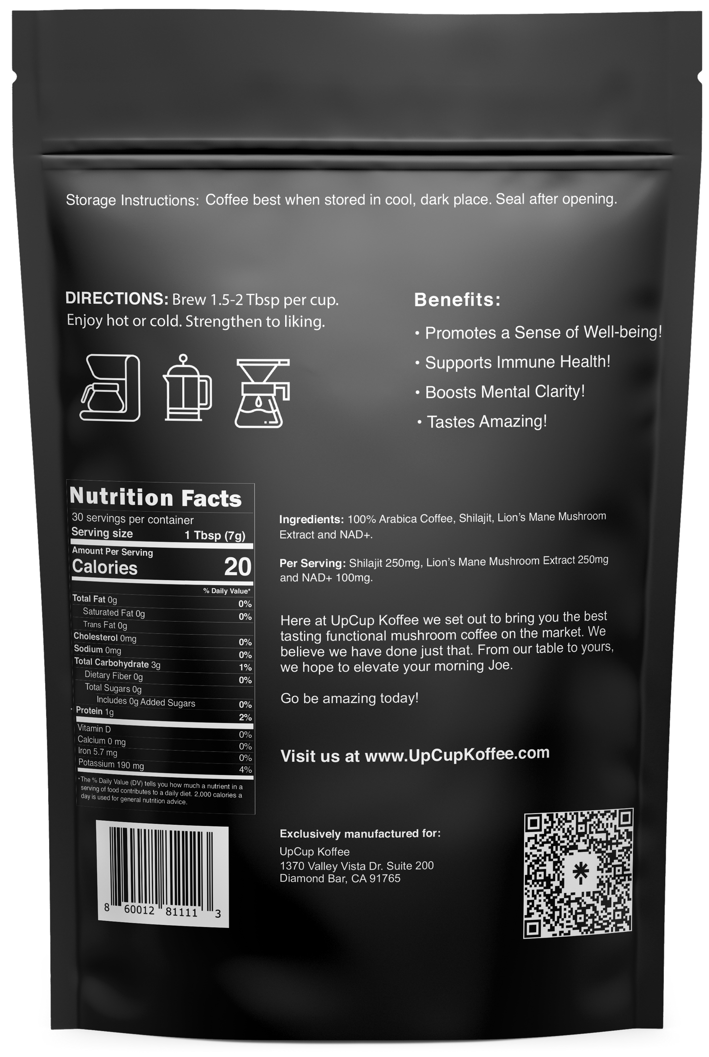 UpCup Koffee 30 Servings Mushroom Coffee